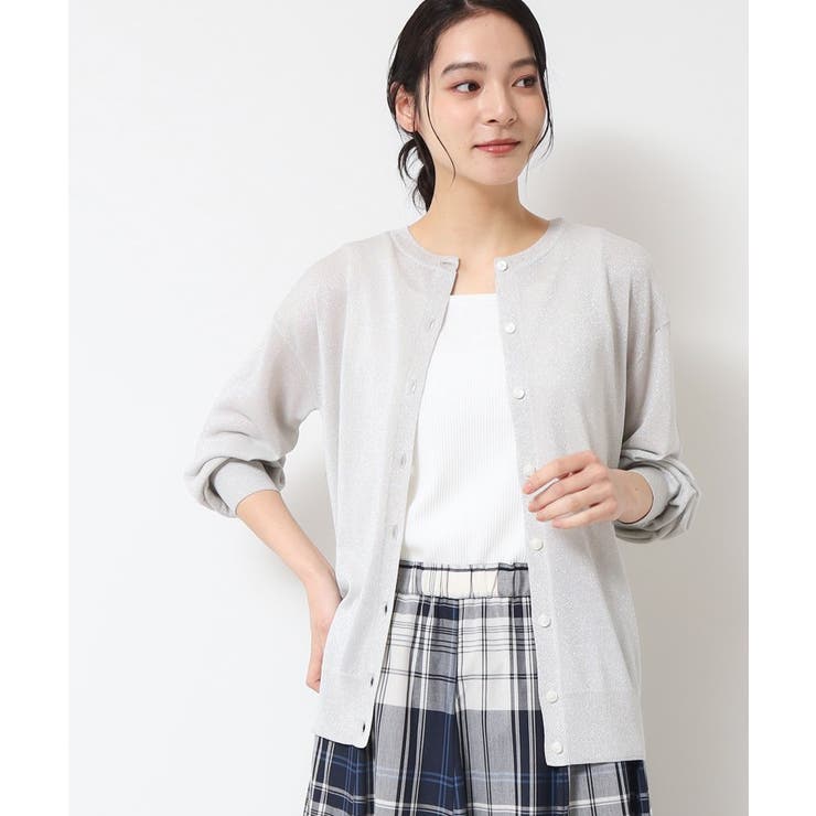 【洗える】クルーネックミドル丈ラメカーディガン（S～L） | Dessin | 詳細画像5 