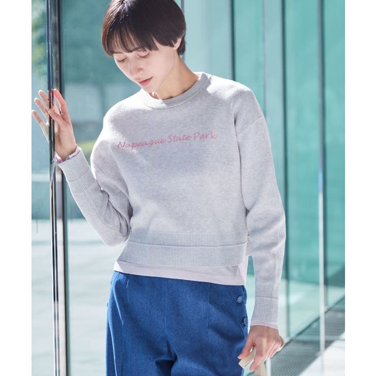 【洗える】クロップド丈ロゴジャカードニット（S～L） | Dessin | 詳細画像6 