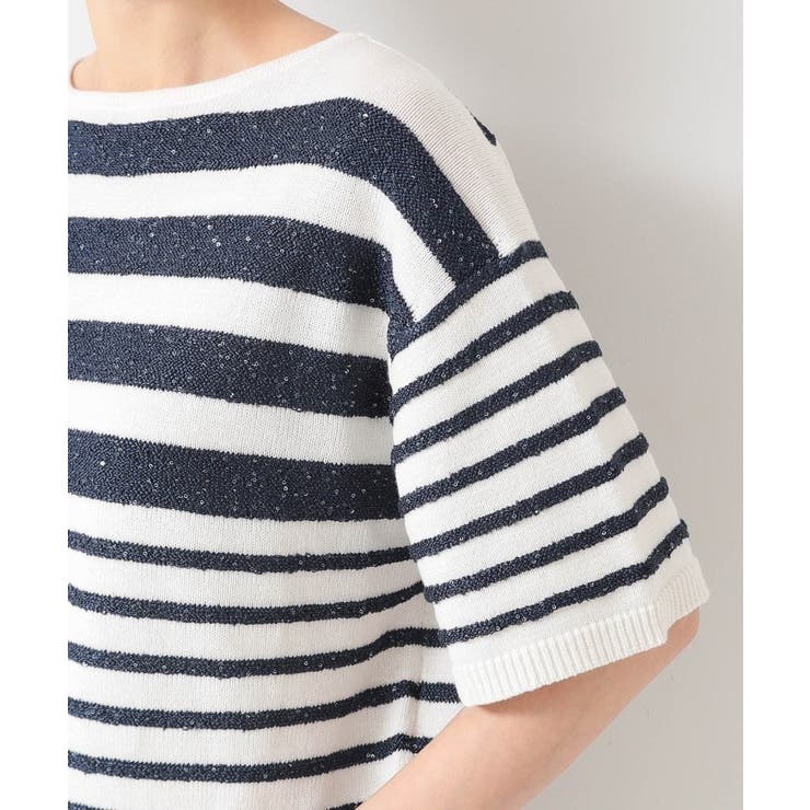 【洗える】スパンコールラメボーダーニット | Dessin | 詳細画像13 