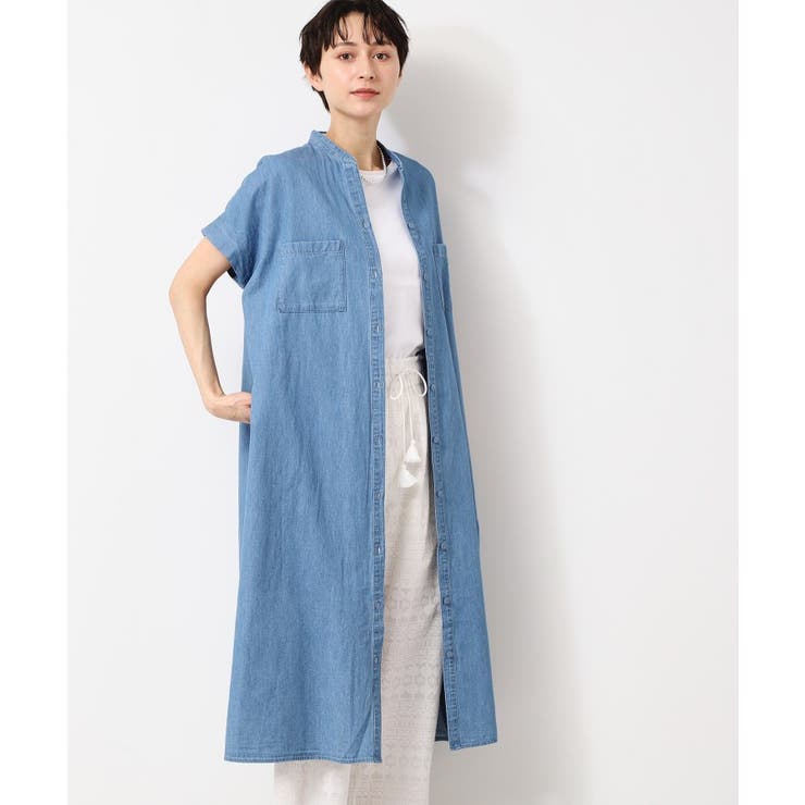 【洗える】リネンブレンドデニム調シャツワンピース（S～L） | Dessin | 詳細画像2 