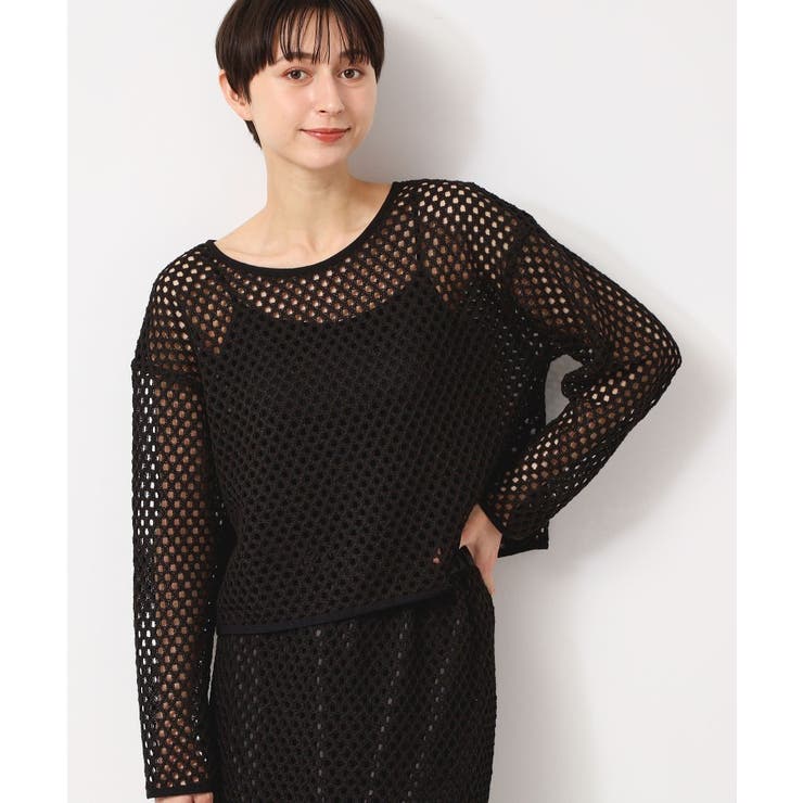 ブラック(019) | 【2WAY・セットアップ可能・洗える】メッシュレース | Dessin