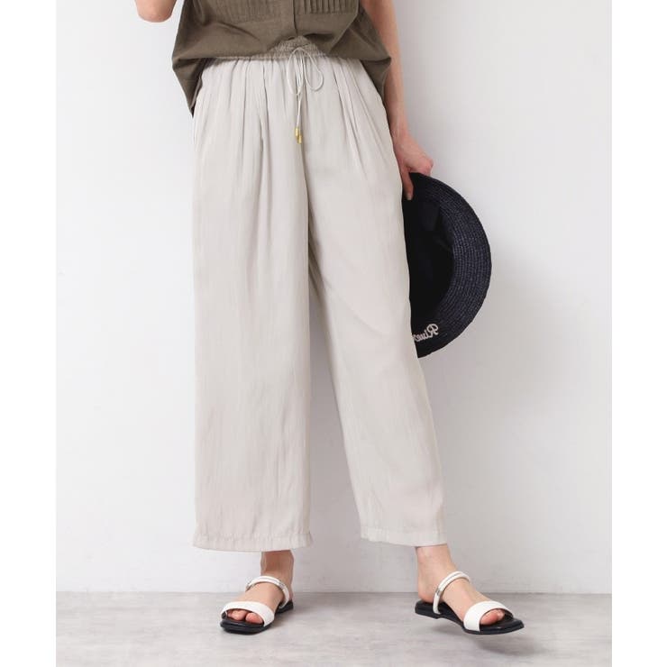 【ウエストゴム・洗える】サテンワイドパンツ | Dessin | 詳細画像2