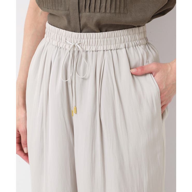 【ウエストゴム・洗える】サテンワイドパンツ | Dessin | 詳細画像16