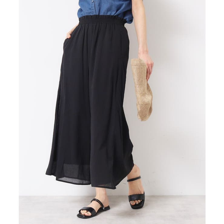 ブラック(019) | 【ウエストゴム・洗える】リラクシーパンツ | Dessin