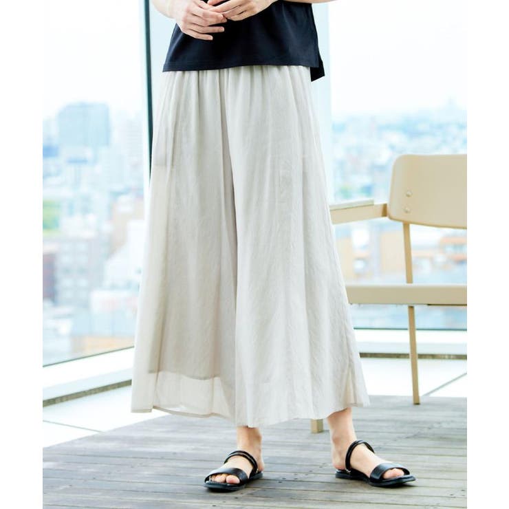 グレージュ(050) | 【ウエストゴム・洗える】リラクシーパンツ | Dessin