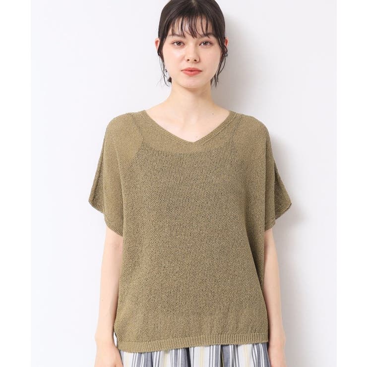 【日本製・洗える】シームレスラインVネックニット | Dessin | 詳細画像17 