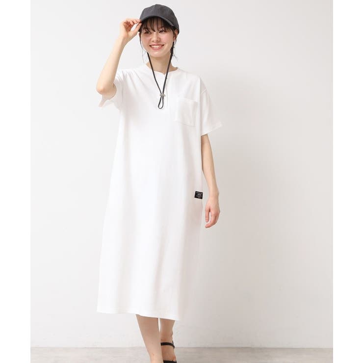 ホワイト(001) | 【洗える】ヘンリーネックジャージワンピース | Dessin