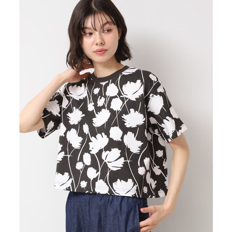 【リンクコーデ・洗える】フラワープリントTシャツ | Dessin | 詳細画像1 