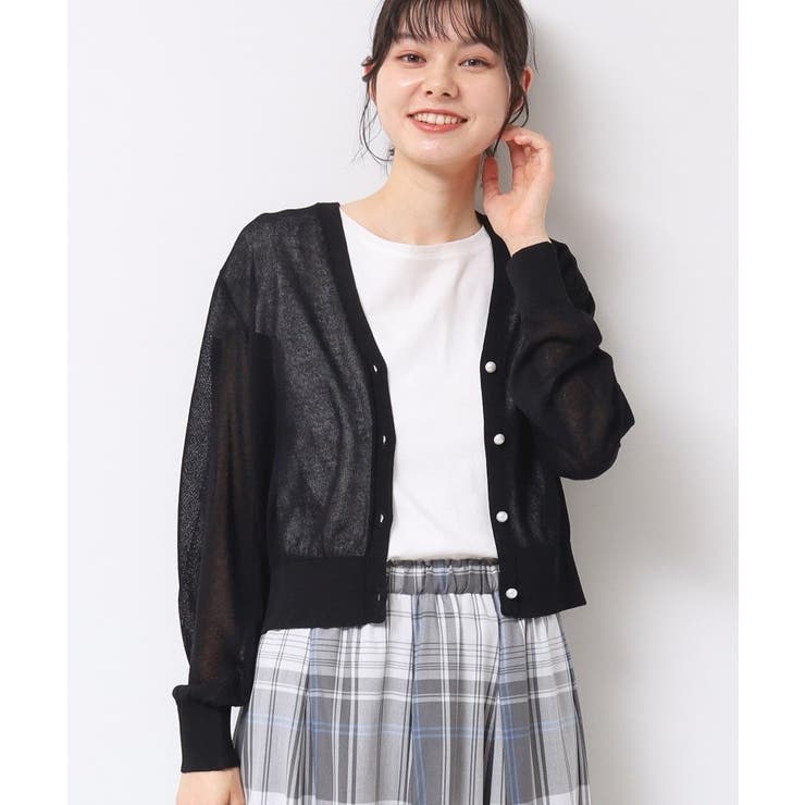 【UVカット・洗える】パール調ボタンシアーカーディガン | Dessin | 詳細画像6 