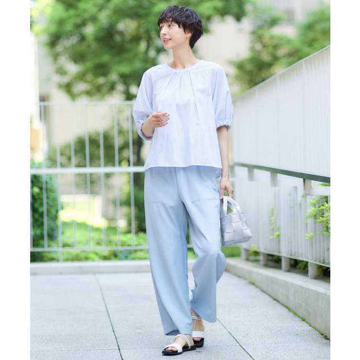 【洗える】ギャザー入りバルーンスリーブブラウス | Dessin | 詳細画像12 