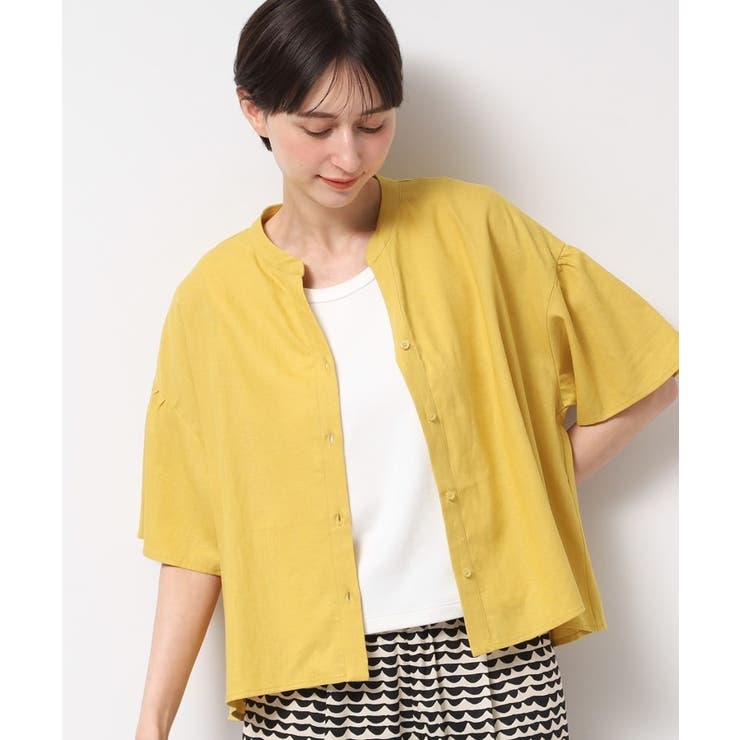 【二の腕カバー・洗える】リネンブレンド袖切り替えブラウス | Dessin | 詳細画像5 