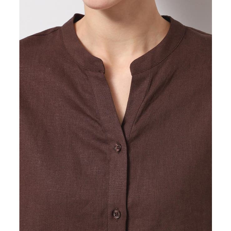 【二の腕カバー・洗える】リネンブレンド袖切り替えブラウス | Dessin | 詳細画像16 