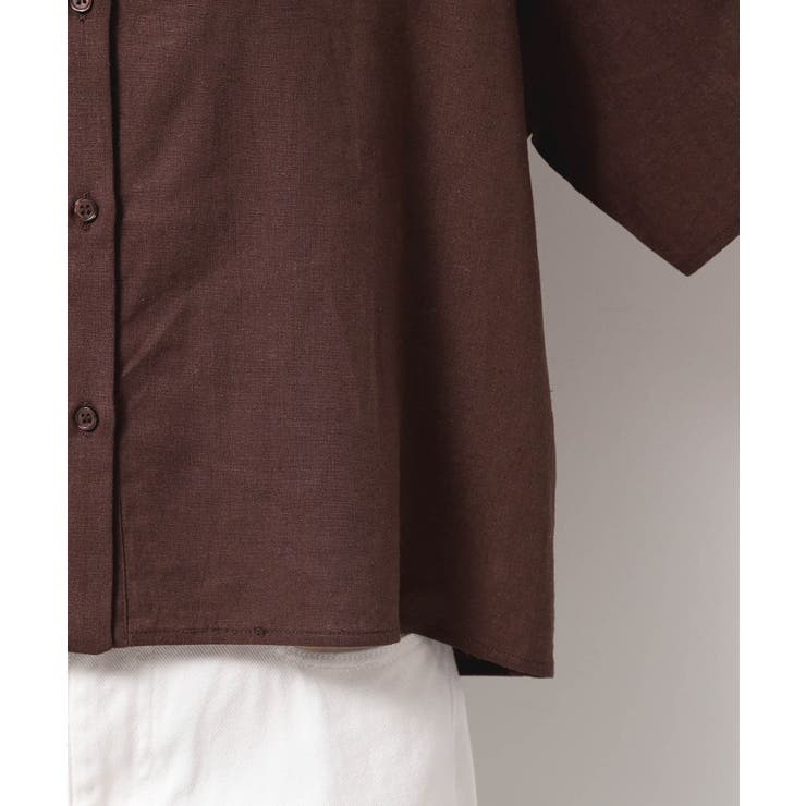 【二の腕カバー・洗える】リネンブレンド袖切り替えブラウス | Dessin | 詳細画像18 