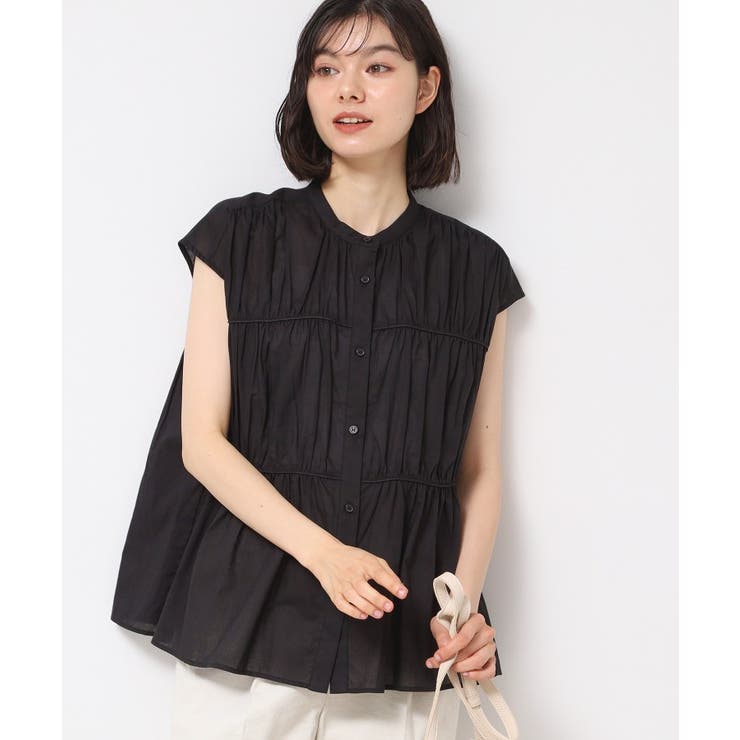 【洗える】シャーリングペプラムブラウス | Dessin | 詳細画像6 