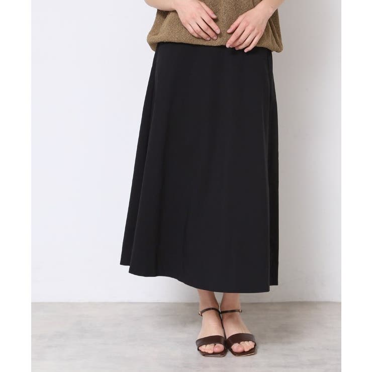 ブラック(019) | 【洗える】Aラインストレッチスカート | Dessin