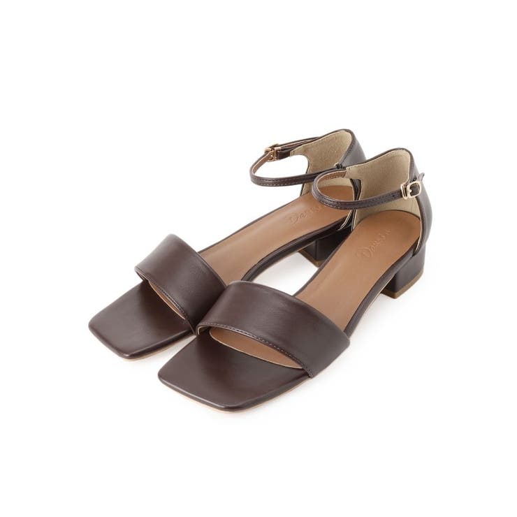 ブラウン(044) | スクエアトゥストラップサンダル | Dessin