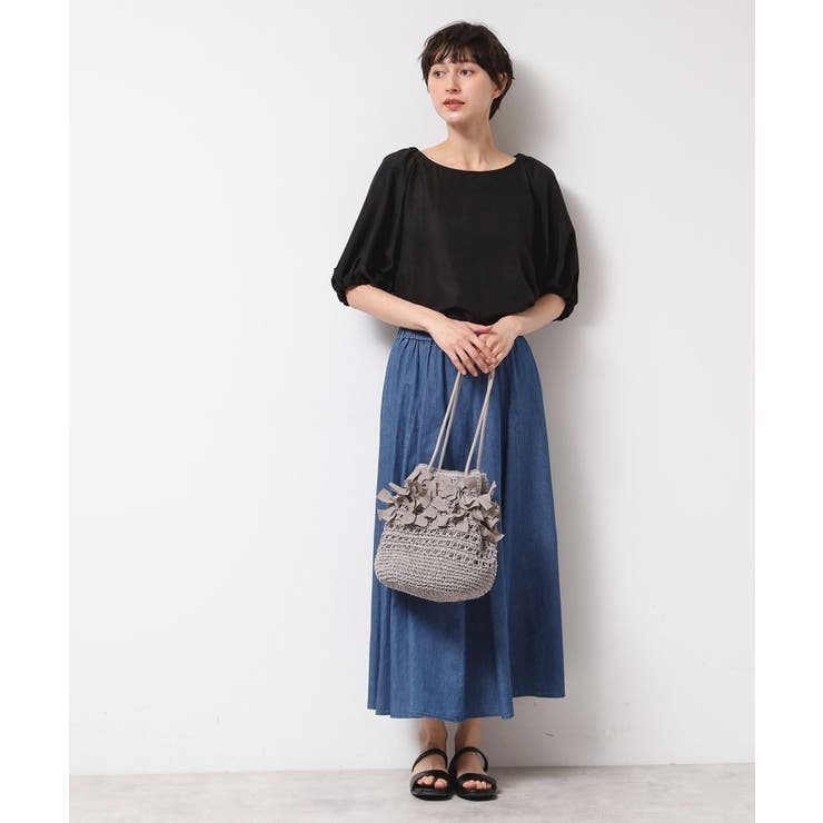 【洗える】バッグギャザー入り五分袖ボリュームブラウス | Dessin | 詳細画像4 