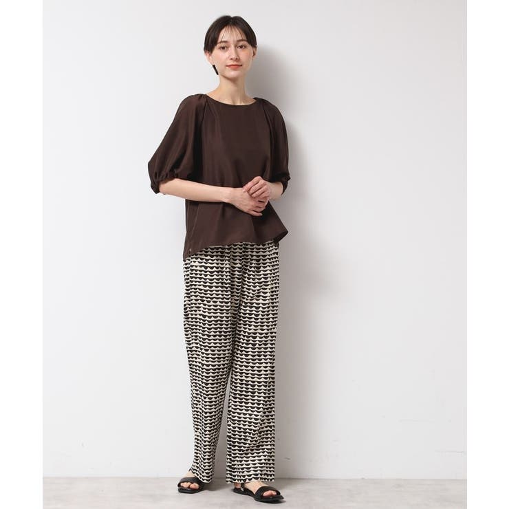 【洗える】バッグギャザー入り五分袖ボリュームブラウス | Dessin | 詳細画像12 