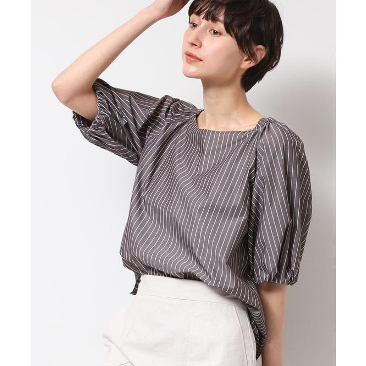 【洗える】バッグギャザー入り五分袖ボリュームブラウス | Dessin | 詳細画像18 