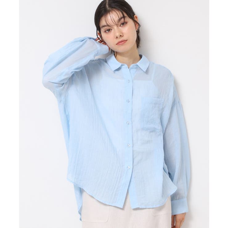 サックスブルー(090) | 【洗える】シアーシャンブレーシャツ | Dessin