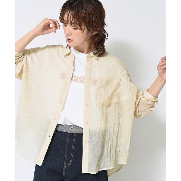 グレージュ(050) | 【洗える】シアーシャンブレーシャツ | Dessin