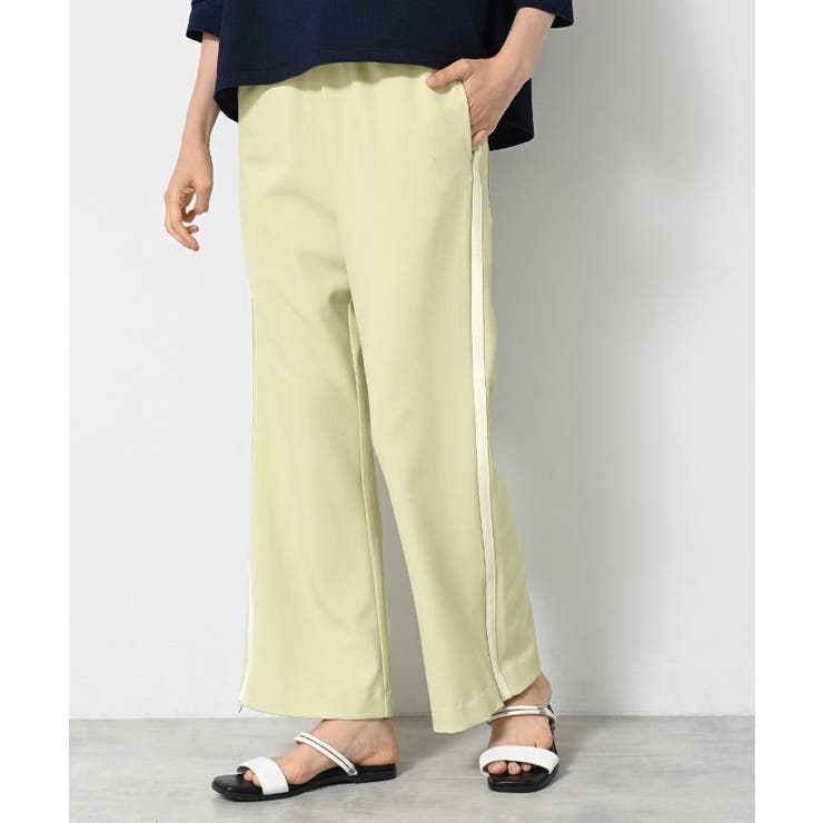 ライトグリーン(520) | 【接触冷感・洗える】フレアラインパンツ（サイドファスナ―付き） | Dessin