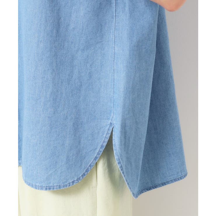 【洗える】リネンブレンドデニムフリルシャツ | Dessin | 詳細画像18 