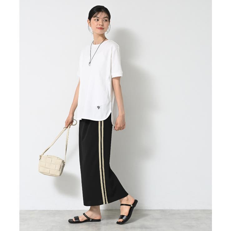 【ウエストゴム・洗える】カットジョーゼットライン入りタイトスカート | Dessin | 詳細画像3 