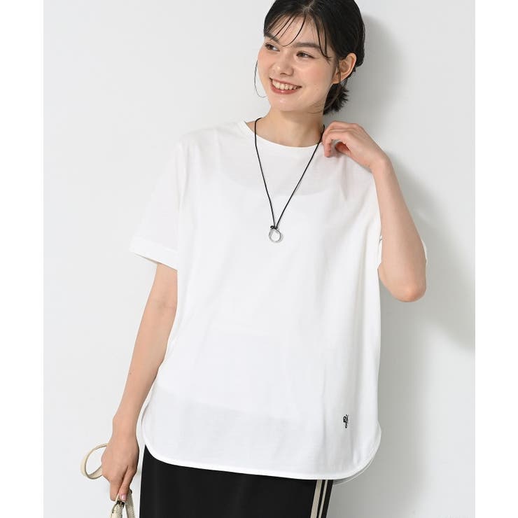 ホワイト(002) | 【洗える】シャツテール半袖Tシャツ | Dessin