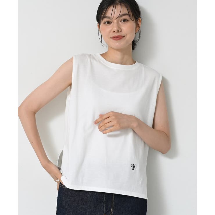ホワイト(002) | 【洗える】ノースリーブカットソー | Dessin