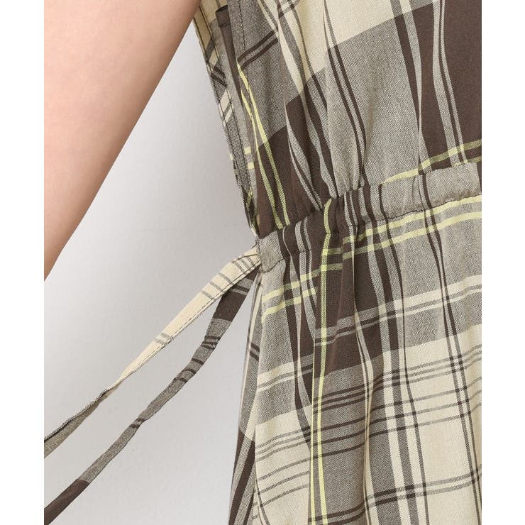 【リンクコーデ・洗える】ウエストドロスト付きチェック柄ワンピース | Dessin | 詳細画像18 