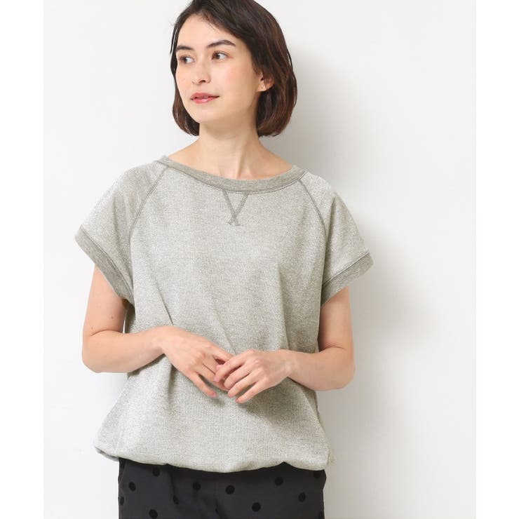 グレー(012) | 【セットアップ可・洗える】ラメ裏毛トップス | Dessin