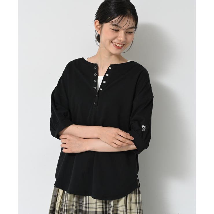 【360度可愛い/前後2WAY/洗える】ライトコットンヘンリーカットソー | Dessin | 詳細画像3 