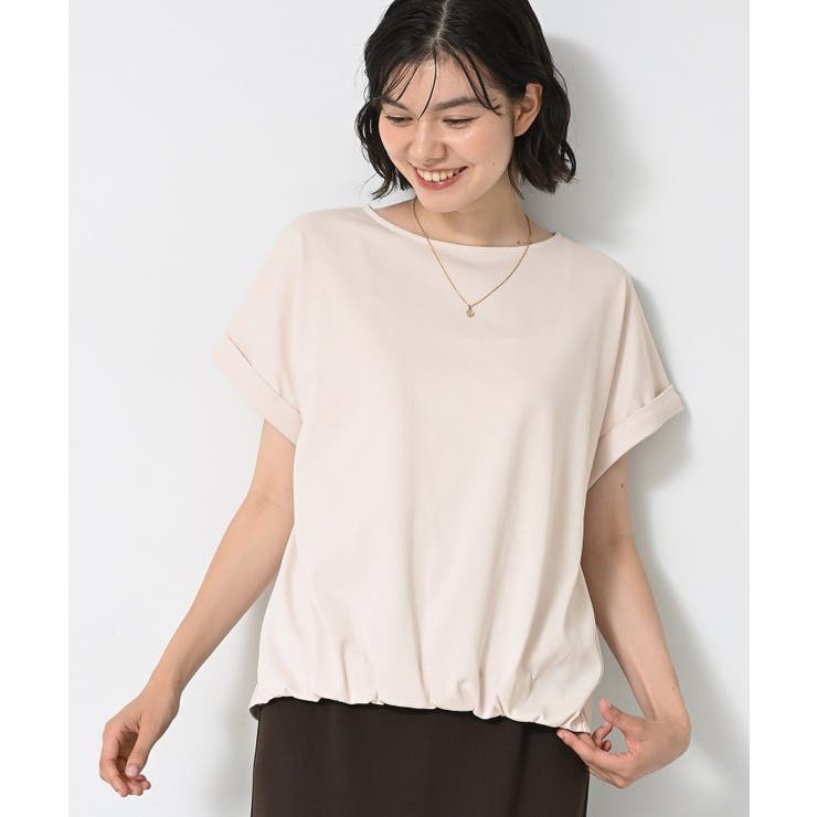 グレージュ(050) | 【二の腕カバー／UVカット】ロールアップスリーブ裾ギャザーカットソー | Dessin