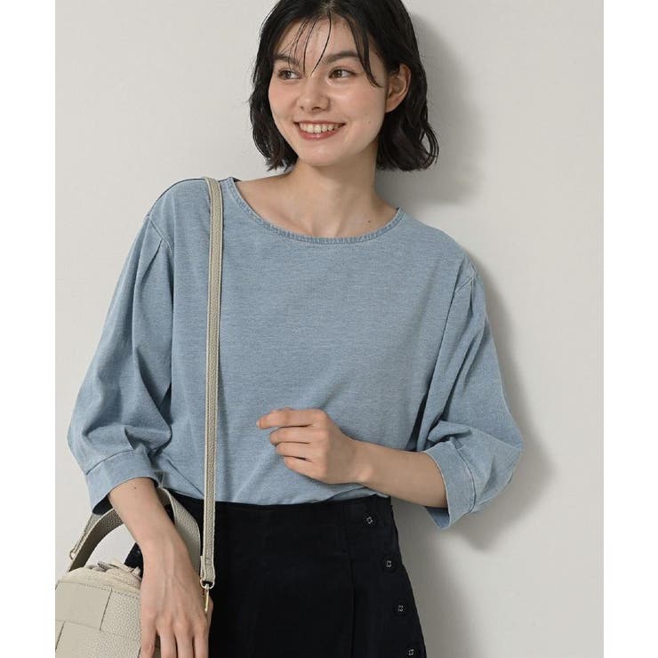 ブルー(091) | 【洗える】インディゴ天竺デニム調カットソー | Dessin