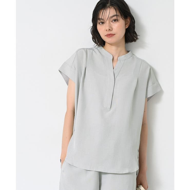 【2点セット/ウエストゴム/洗える】スキッパ―シャツ＆ストレートパンツセット | Dessin | 詳細画像6 