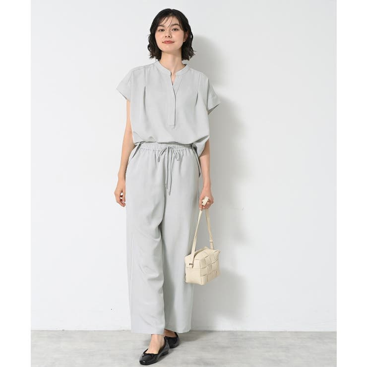 【2点セット/ウエストゴム/洗える】スキッパ―シャツ＆ストレートパンツセット | Dessin | 詳細画像10 