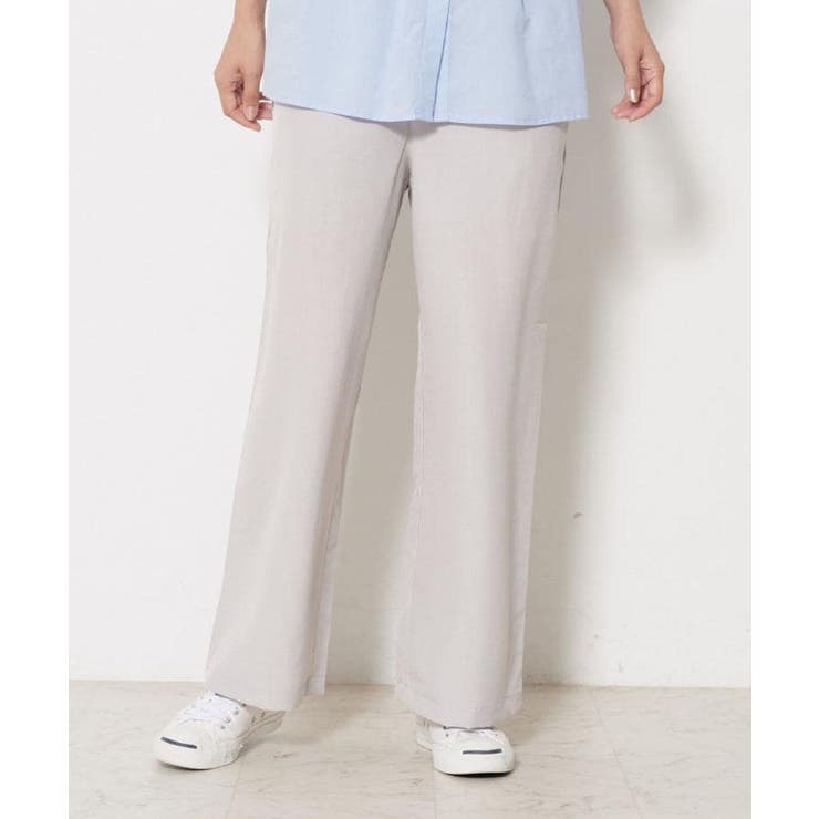 【2点セット/ウエストゴム/洗える】スキッパ―シャツ＆ストレートパンツセット | Dessin | 詳細画像4 