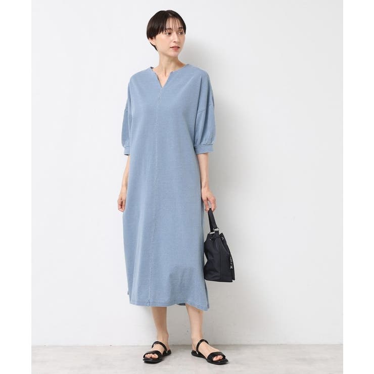 【洗える】インディゴ天竺デニム調リラクシーワンピース | Dessin | 詳細画像6 