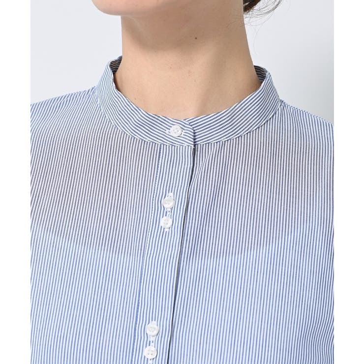 【洗える／体型カバー】バンドカラーペプラムブラウス | Dessin | 詳細画像20 