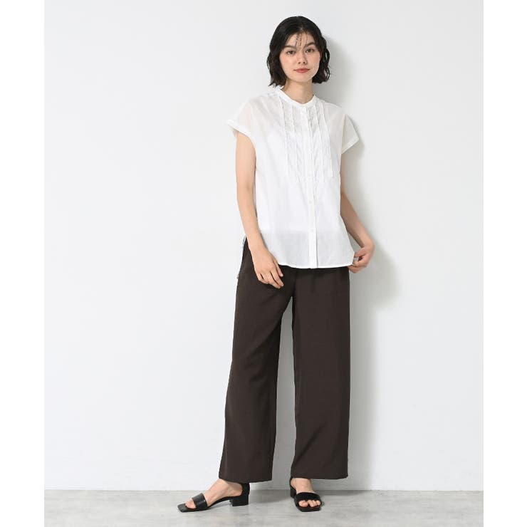 【洗える】スタンドカラーフリルブラウス | Dessin | 詳細画像2 