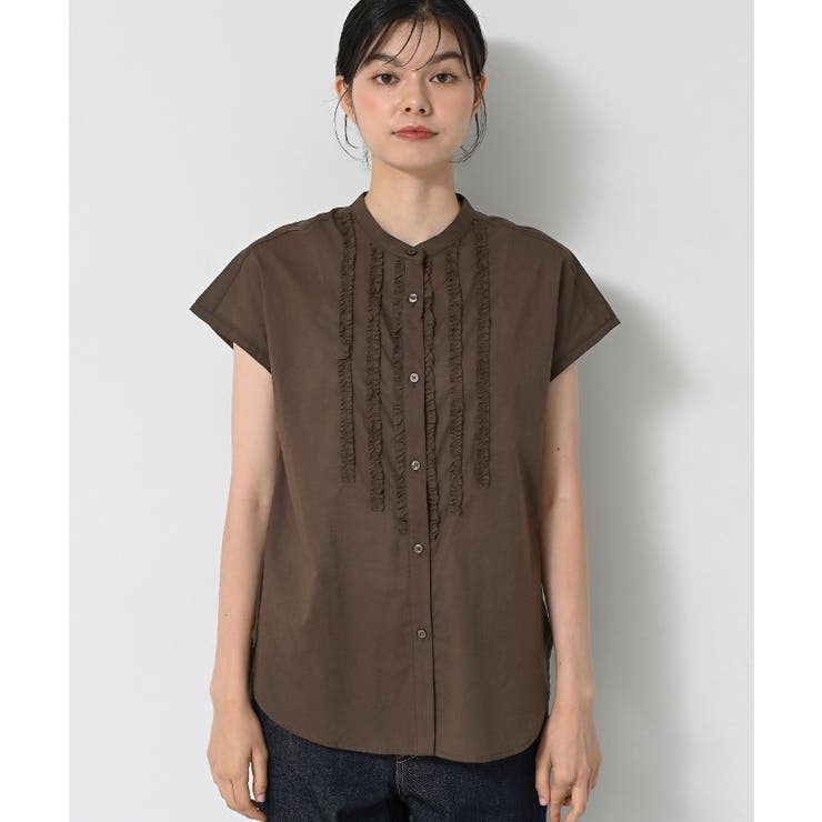 【洗える】スタンドカラーフリルブラウス | Dessin | 詳細画像13 