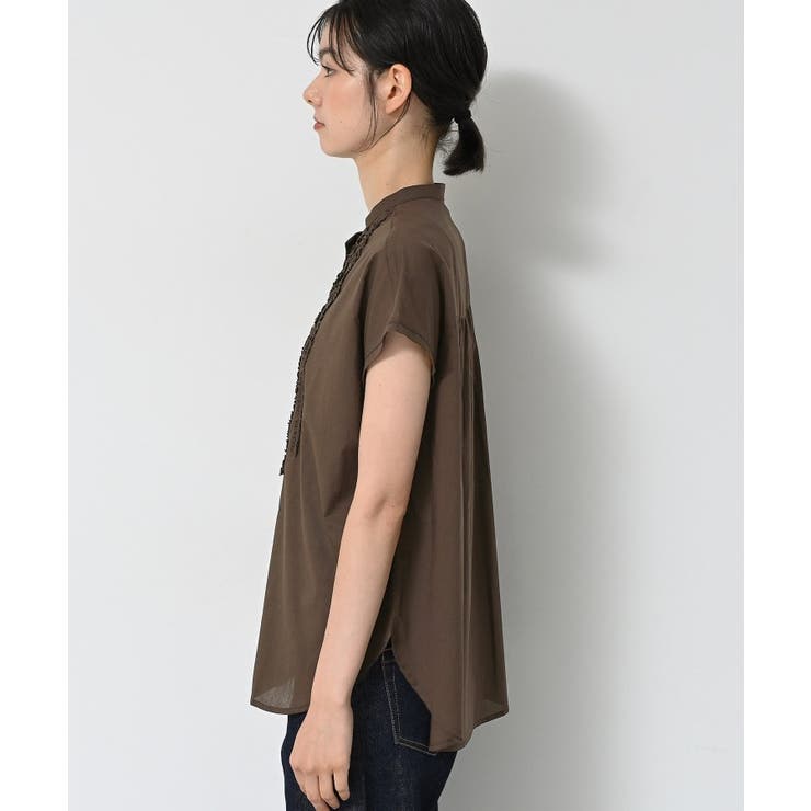 【洗える】スタンドカラーフリルブラウス | Dessin | 詳細画像14 