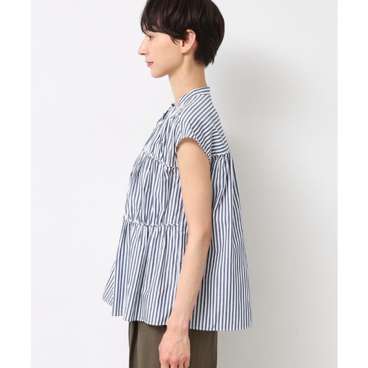 【洗える】ストライプ柄ギャザーブラウス | Dessin | 詳細画像19 