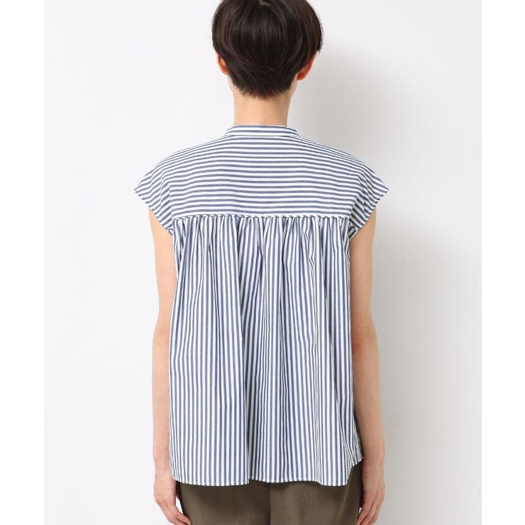 【洗える】ストライプ柄ギャザーブラウス | Dessin | 詳細画像20 