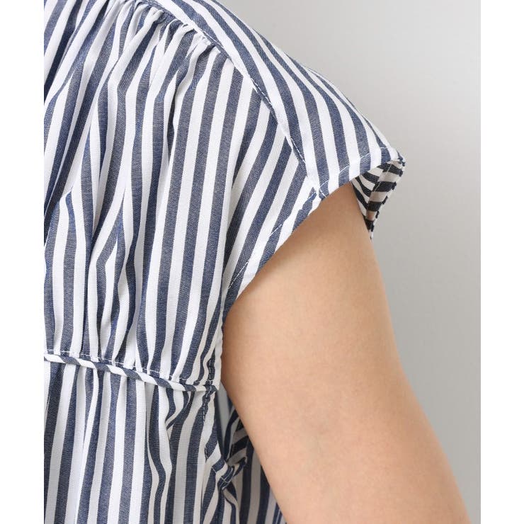 【洗える】ストライプ柄ギャザーブラウス | Dessin | 詳細画像22 