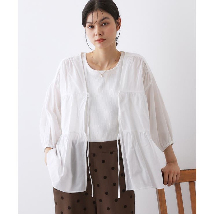 【洗える】フロントリボン七分袖ブラウス | Dessin | 詳細画像2 