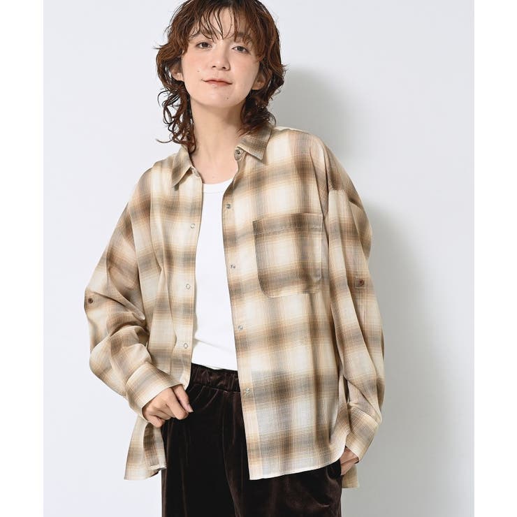 モカブラウン(242) | 【洗える】シアーオンブレーチェックシャツ | Dessin