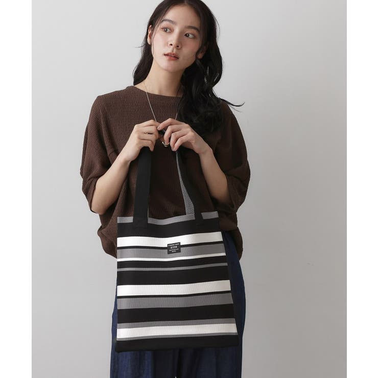 【マシンウォッシャブル・A4収納可】ランダムボーダーニットBAG | Dessin | 詳細画像1 