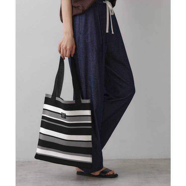 ブラック(319) | 【マシンウォッシャブル・A4収納可】ランダムボーダーニットBAG | Dessin